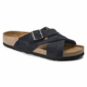 Birkenstock Lugano Soft Footbed Ruskind Sandaler Dame Sort | DK 348EBC